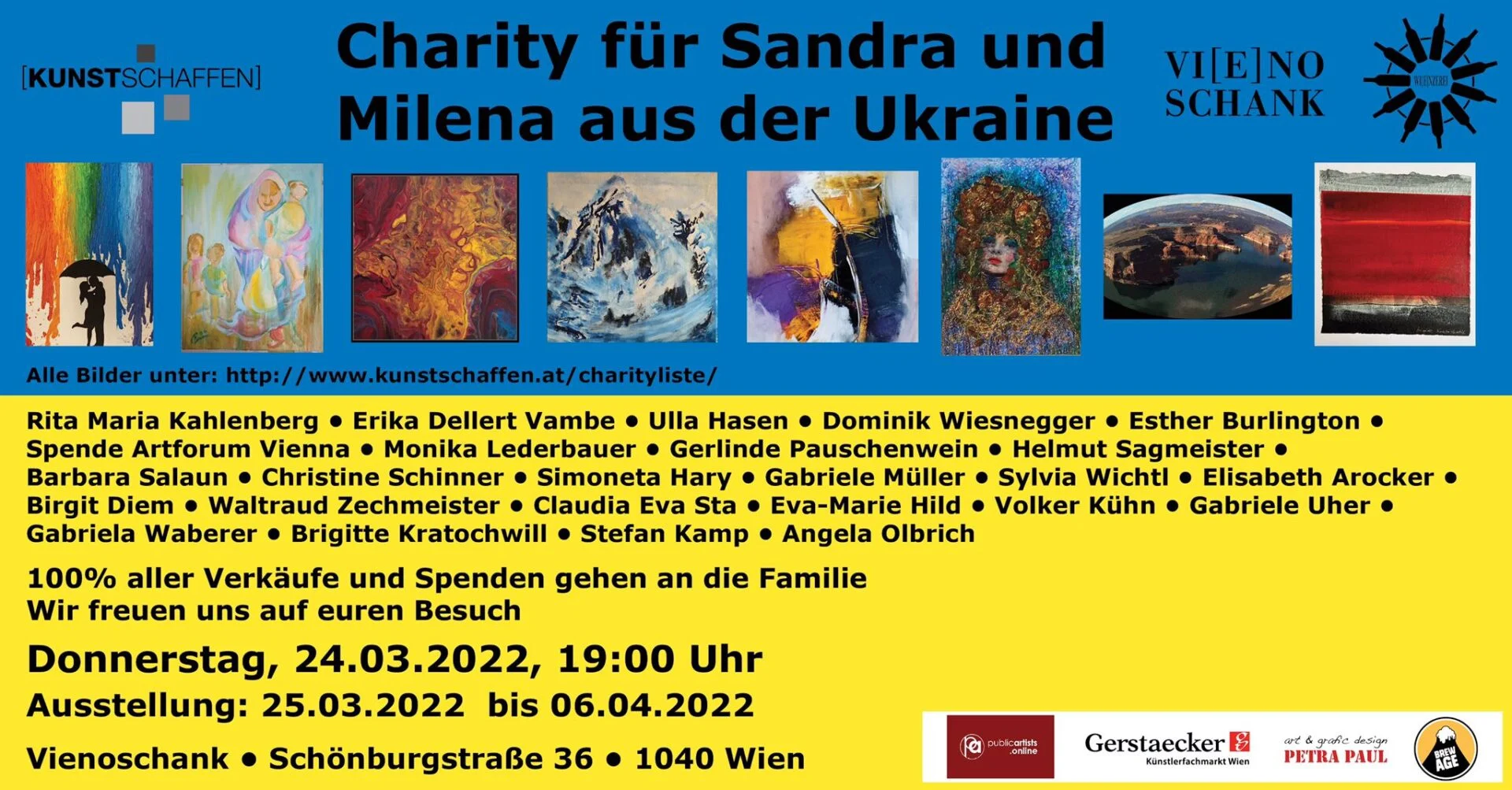 Vernissage Charity Ausstellung für Milena und Sandra aus der Ukraine