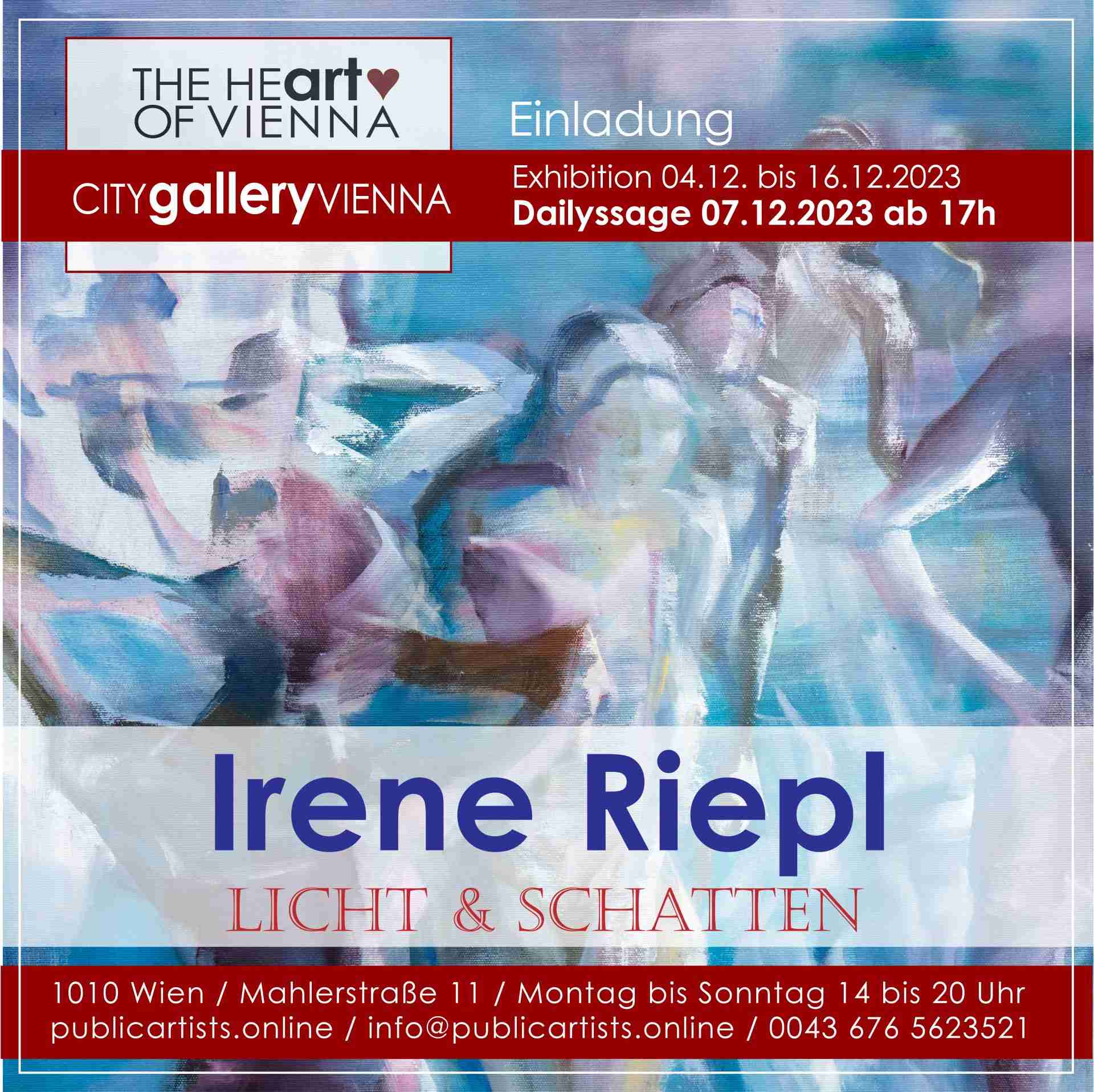 Irene Riepl vystavuje LICHT&SCHATTEN v CITYgalleryVIENNA