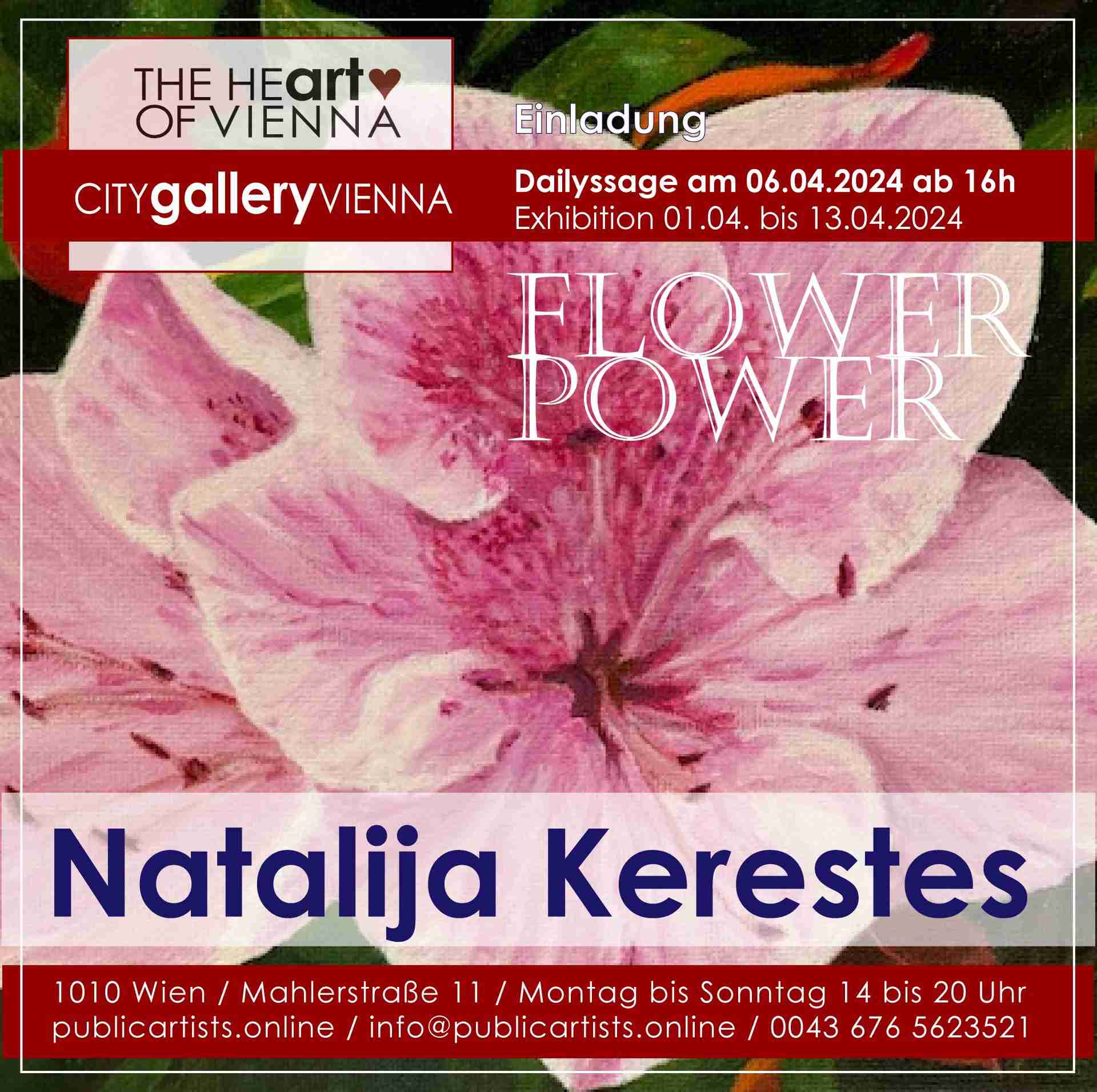 Natalija Kerestes a FLOWER POWER-t mutatja be a CITYgalleryVIENNA-ban