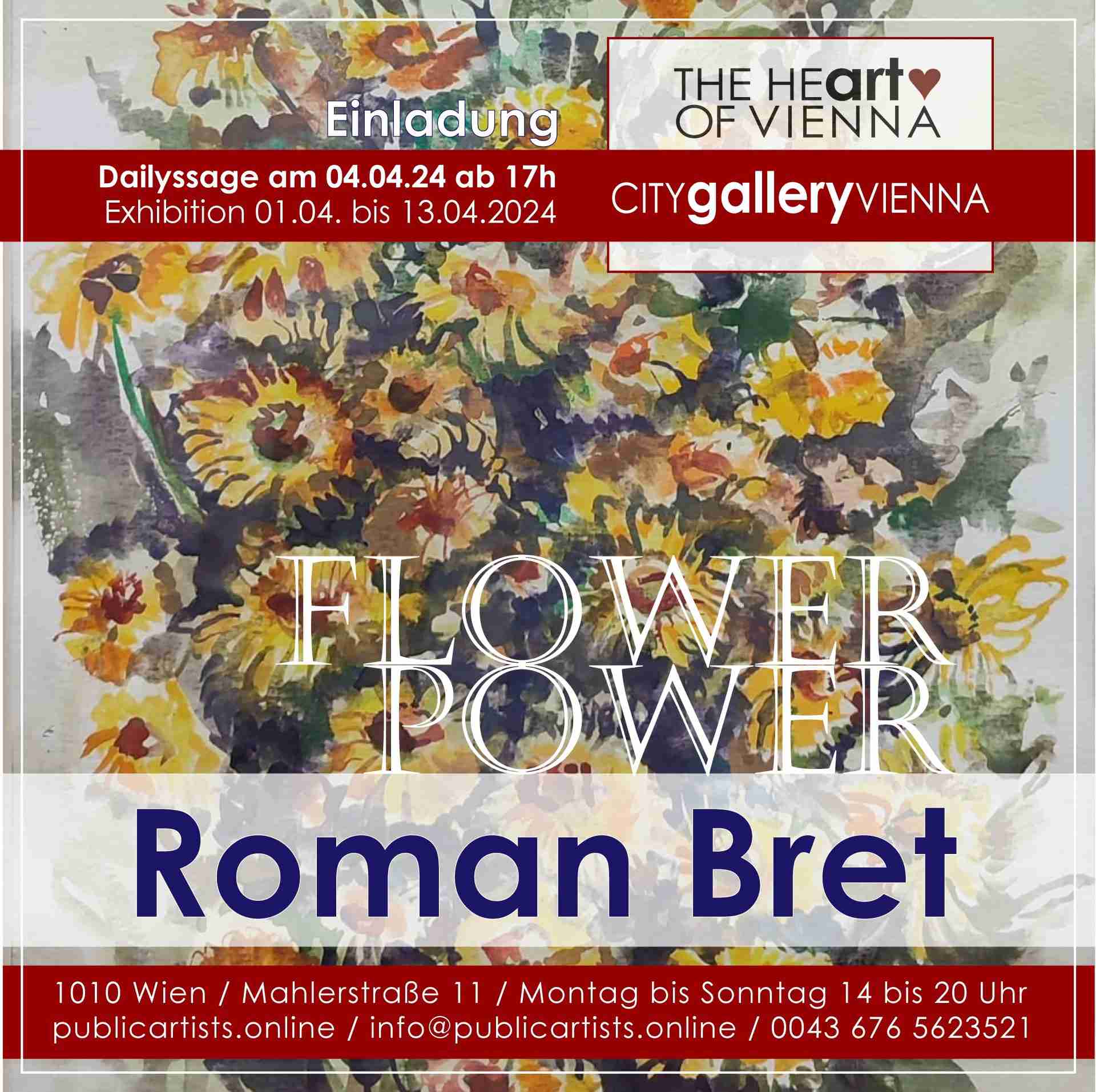 Roman Bret a FLOWER POWER-t mutatja be a CITYgalleryVIENNA-ban