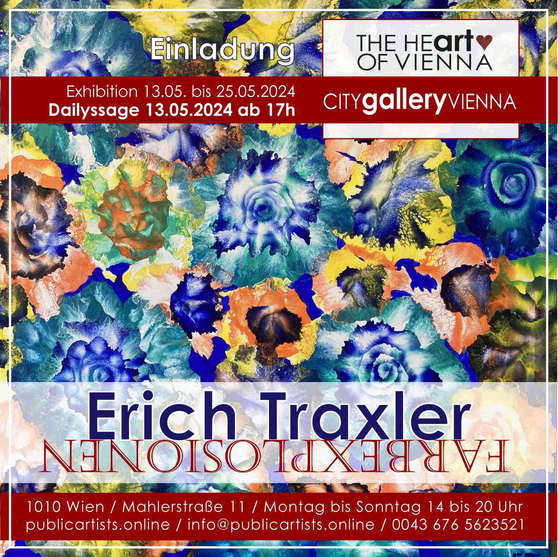Erich Traxler vystavuje FARBEXPLOSIONS v CITYgalleryVIENNA
