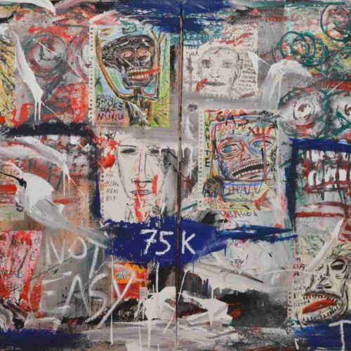 2x 100x110cm Tura – 75K Edt. – Artist_Smashi the Fool – Technik – acryl, cans, oilstick on canvas – Preis 2.100,-€