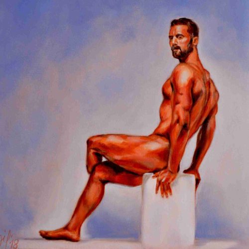 Ветеран, сидящий обнаженным