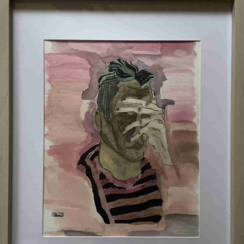 Selbstporträt mit vorgehaltener Hand