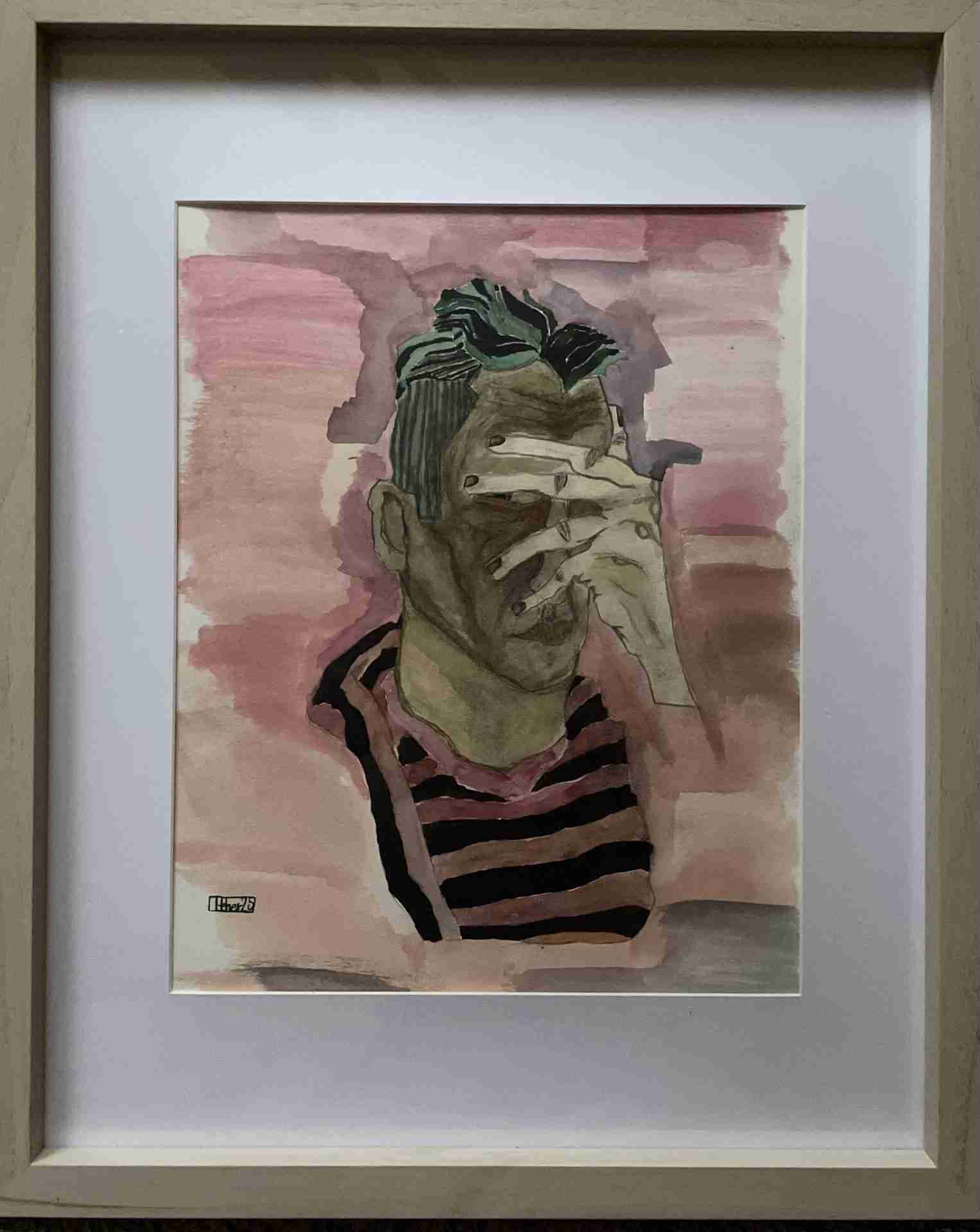 Selbstporträt mit vorgehaltener Hand