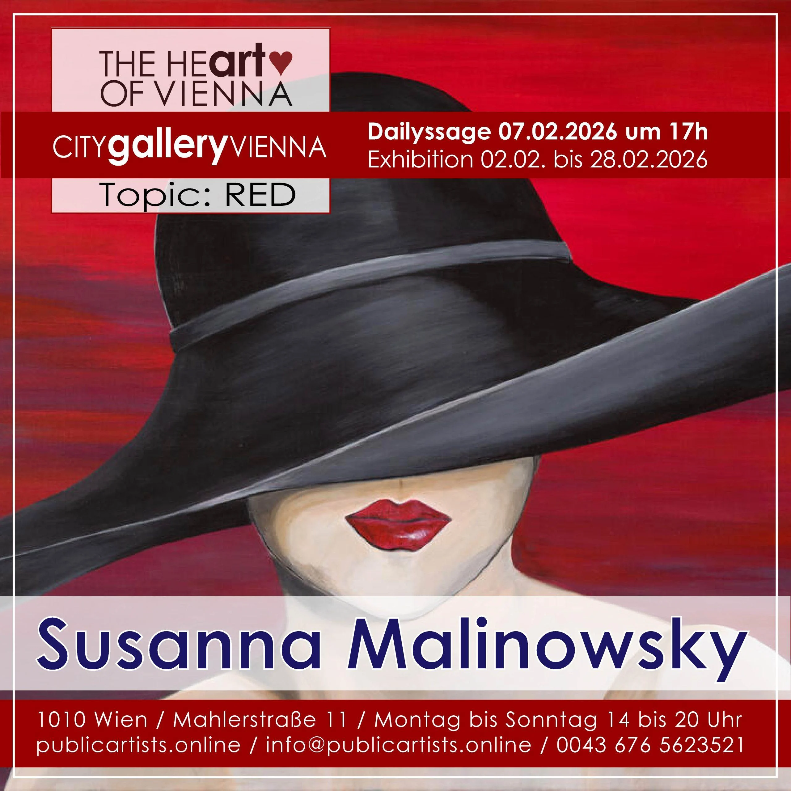 Susanna Malinowsky a „RED“ című kiállítást mutatja be a CITYgalleryVIENNA-ban