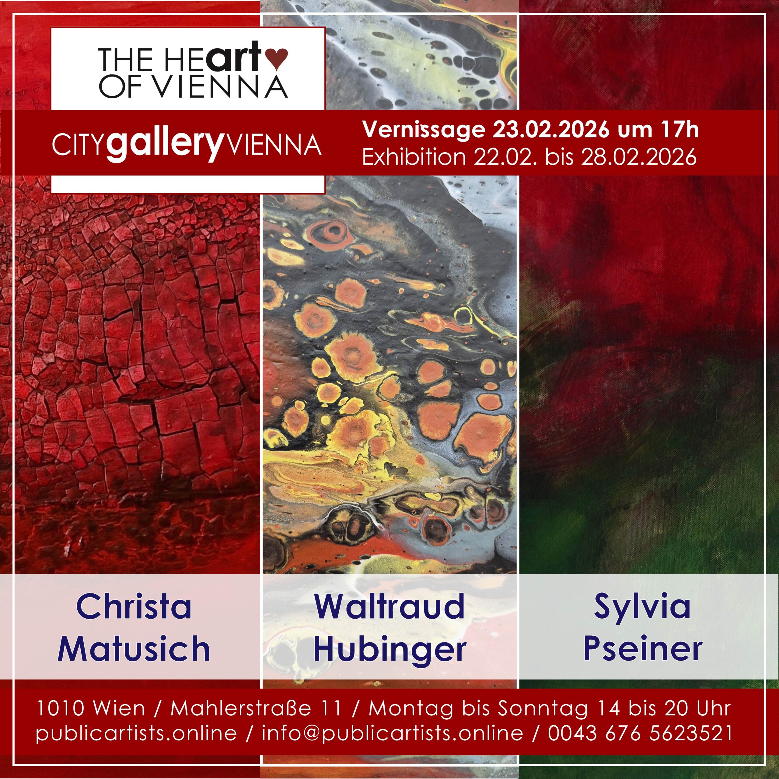 Waltraud Hubinger, Sylvia Pseiner und Christa Matusich in der CITYgalleryVIENNA