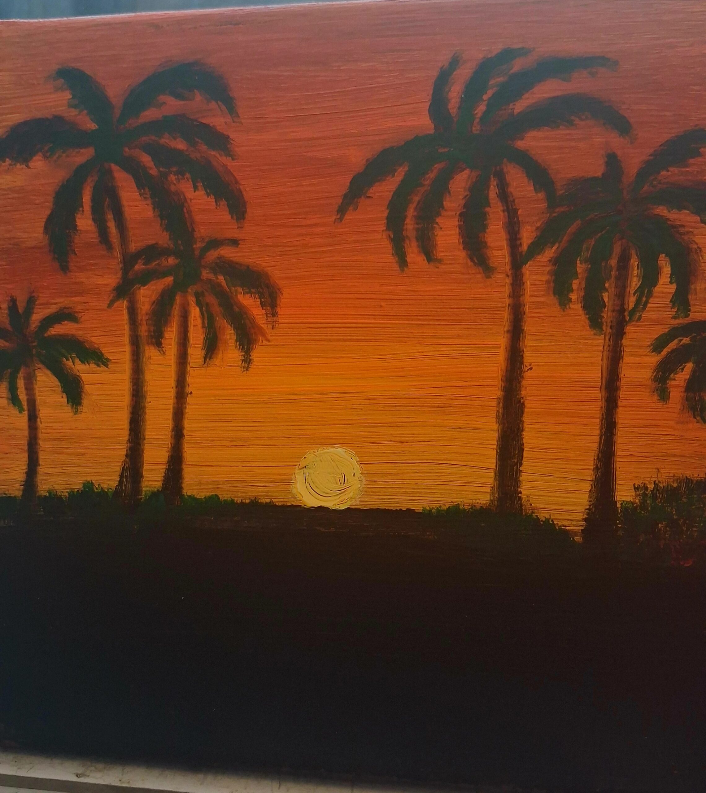 🌴🌅, Acryl auf Leinwand, 20x20cm, €40